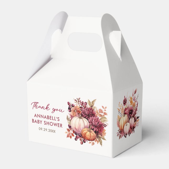 Ballotins Citrouille d'automne Baby shower tournesol Merci (Verso)