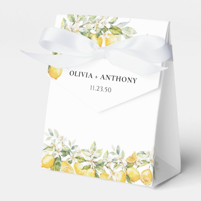 Ballotins Citrus vert citron Floral Mariage Favor Box (Verso)