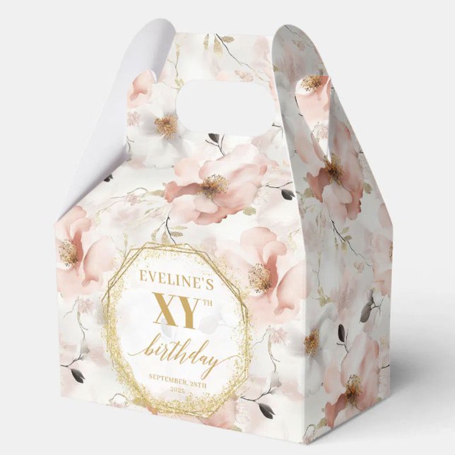 Ballotins Classé Pastel rose Rustique or Ballotin d'annivers (Classy Pastel Pink Rustic Gold Birthday Favor Box)