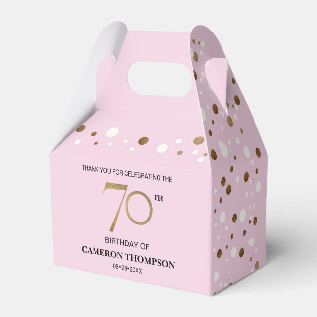 Ballotins Classy Confetti Or rose 70e anniversaire (Arrière)