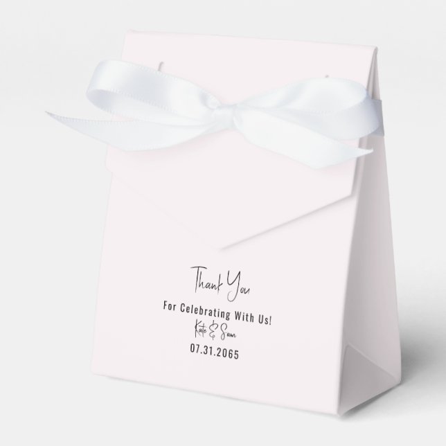 Ballotins Classy Simple Champagne PInk Wedding Boîte de Fave (Verso)