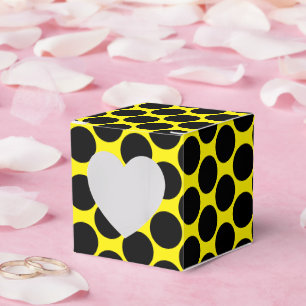 Ballotins Cœur de style jaune vif avec point noir 2x2x2
