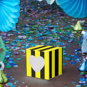 Ballotins Cœur rayé jaune vif et noir classique