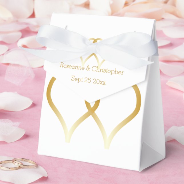 Ballotins Coeurs d'or des boîtes de faveurs de mariage (Mariage)