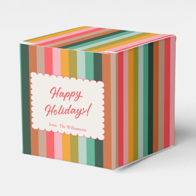 Ballotins Colorful Festive Stripe Modern Holiday Cookie (Verso)