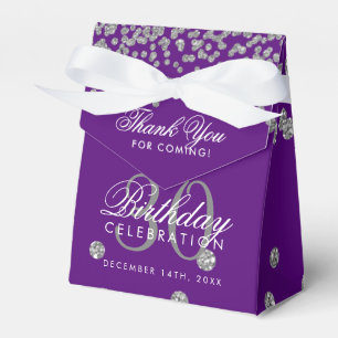 Ballotins Confetti d'Merci d'argent violet 30e anniversaire