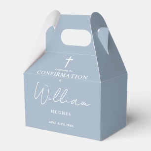 Ballotins Confirmation minimaliste élégante Dusty Blue