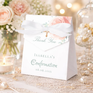 Ballotins Confirmation rose florale rose blush merci