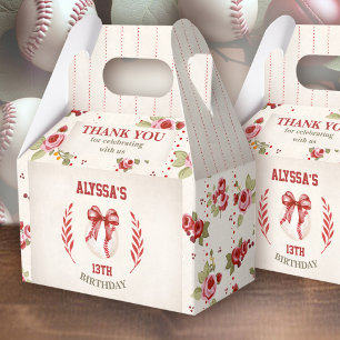 Ballotins Coquette Baseball Red Bow Floral Vintage Anniversa