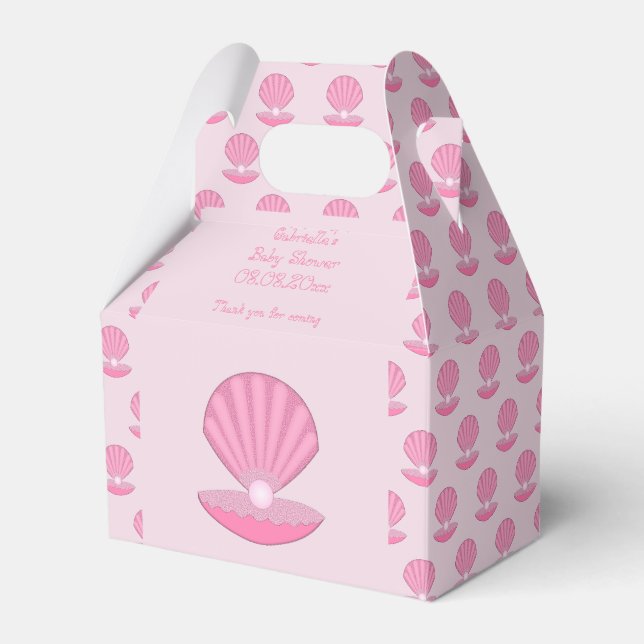 Ballotins Coquille d'huîtres pour fille rose et Baby shower  (Verso)