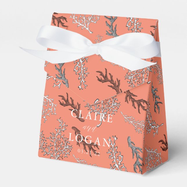 Ballotins Corail Rouge Motif Nautique Mariage Faveur Box (Verso)