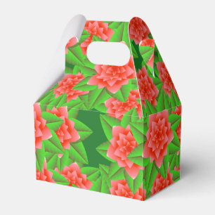 Ballotins Coral Orange Camellias et Feuilles verts