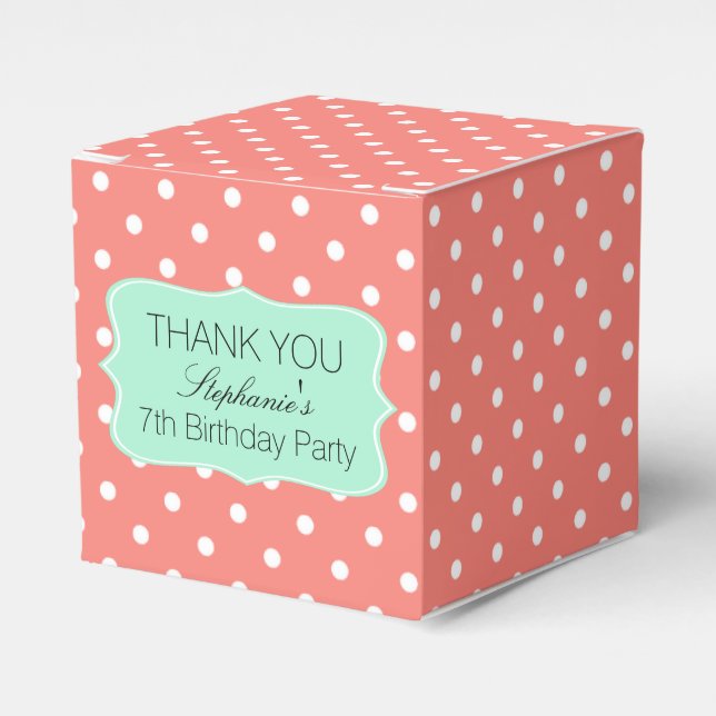 Ballotins Coral Rose et Mint Green Polka Dot Anniversaire (Verso)