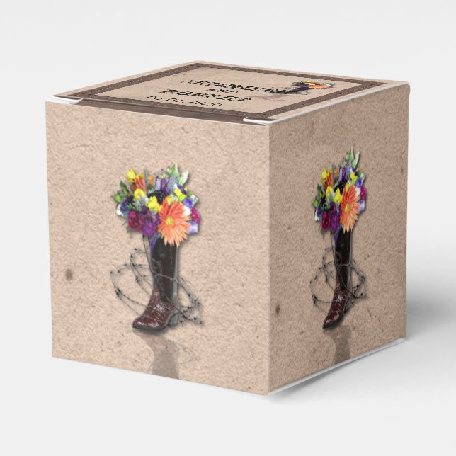 Ballotins Country Western Barbed Wire Wedding Favor Box (Verso)