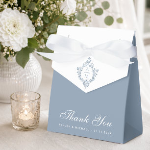Ballotins Couronne de mariage bleu poussiéreux Monogramme bl