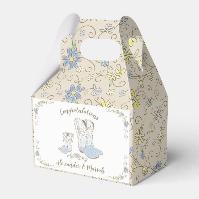 Ballotins Cowboy Baby shower Pays Western Blue Boy (Verso)