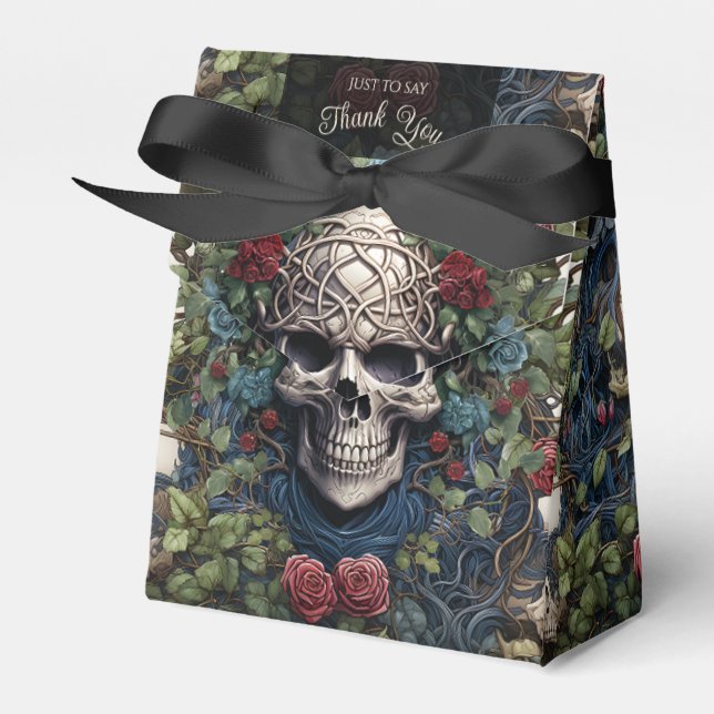 Ballotins Crème gothique et crâne rouge Rose Mariage de vélo (Verso)