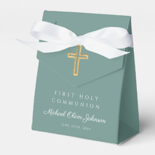Ballotins Croix religieuse Garçon vert Première Communion