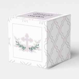 Ballotins Croix rose sur Quatrefoil Party Favoriser Box