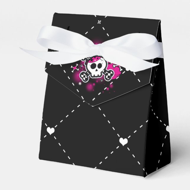 Ballotins Crossbones de crâne rose & Coeurs Fête Favoriser l (Verso)