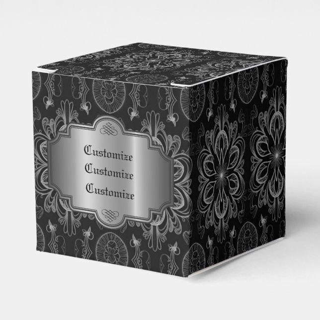 Ballotins Cube Abstraite Florale Noire Et Argent (Verso)