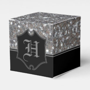 Ballotins Cube Parties scintillant Monogramme Argent Étincel