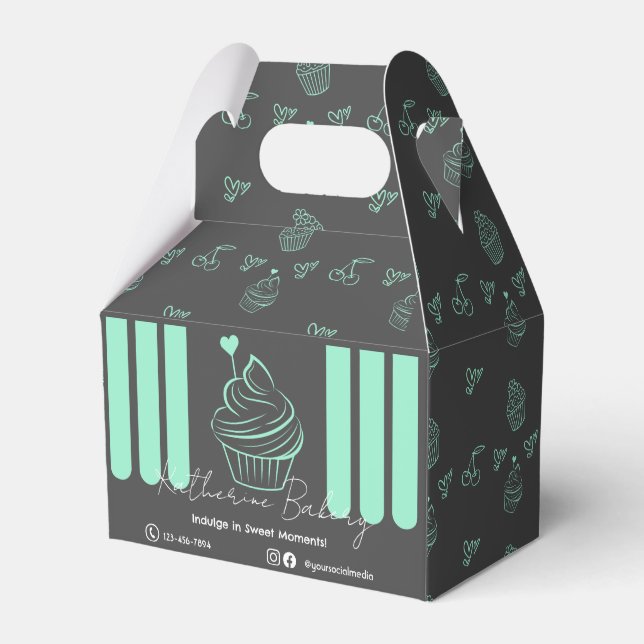 Ballotins Cupcake Stripes Mint Gray Boulangerie d'affaires (Verso)