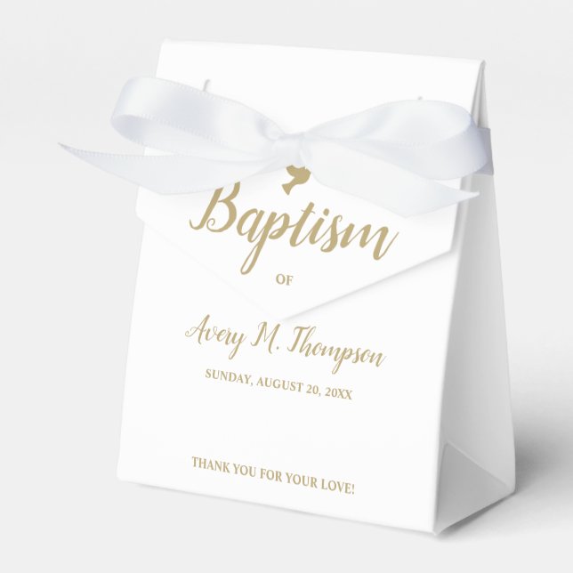 Ballotins Custom Pure blanc or teint colombe Script Baptême (Verso)