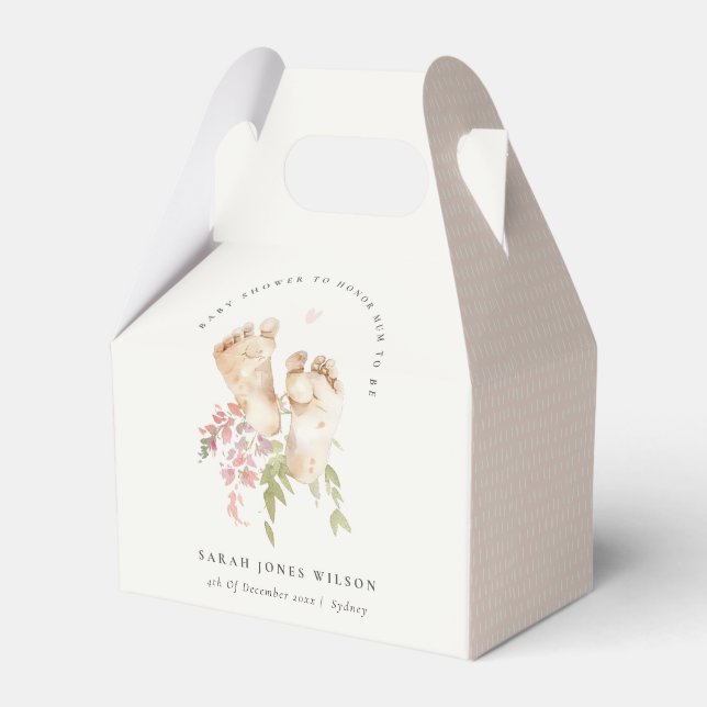 Ballotins Cute Baby Feet Blush Pink Floral Girl Baby Shower (Verso)