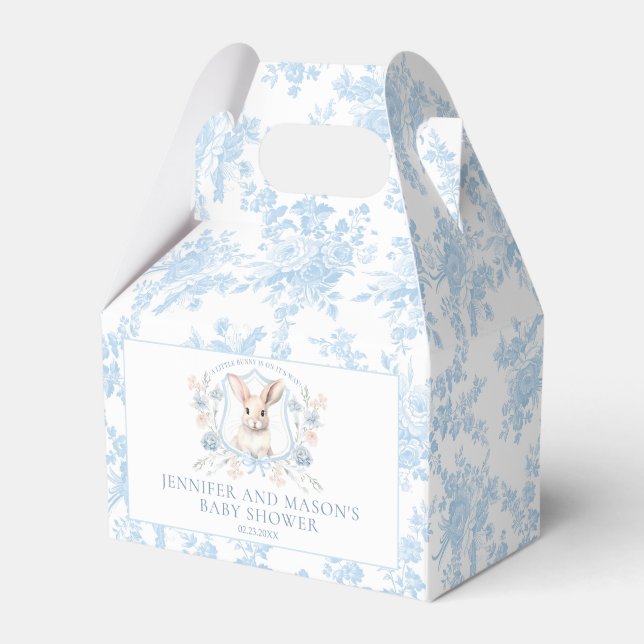Ballotins Cute Blue Bunny Crest Français Baby Boy Douche (Verso)