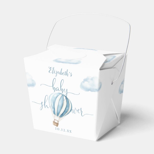 Ballotins Cute Blue Hot Air Balloon Baby shower garçon (Verso)