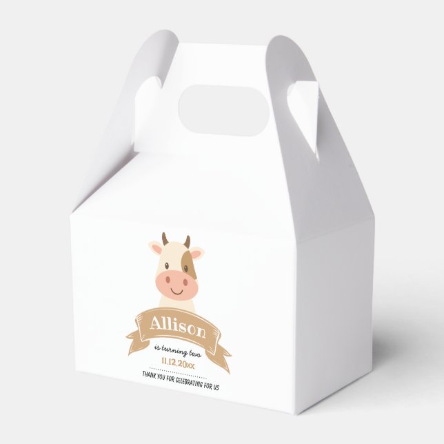 Ballotins Cute Cow Farmhouse fête d'anniversaire | Merci (Verso)