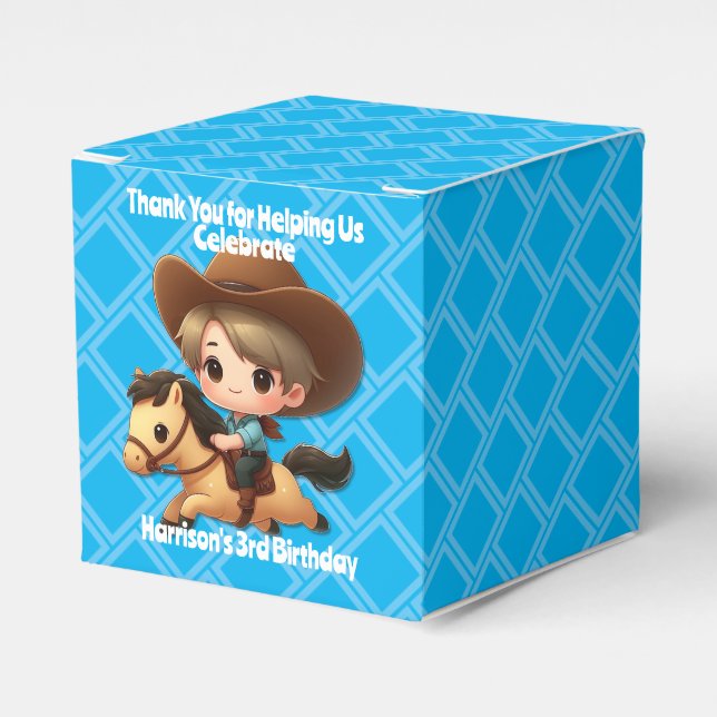 Ballotins Cute Cowboy et Horse Western Anniversaire Bleu (Verso)