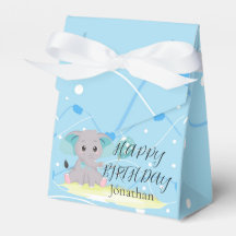 Cute Elephant Coeur bleu Anniversaire Garçon Ballo