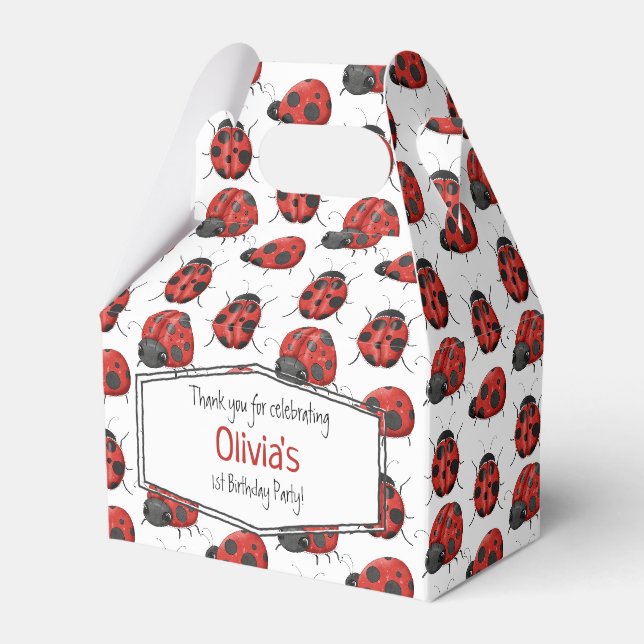 Ballotins Cute Girl Noir Aquarelle Rouge Motif Ladybug (Verso)