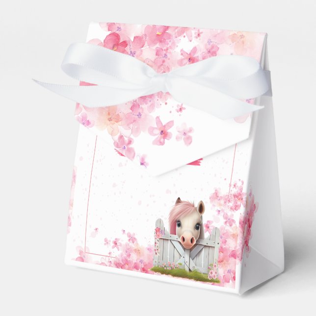 Ballotins Cute Horse Anniversaire Rose Floral Personnalisé (Verso)