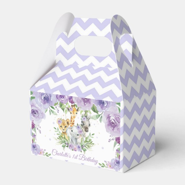 Ballotins Cute Jungle Animaux Safari Purple Floral Merci (Verso)