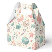 Cute Pastel Christmas Pattern Ornaments and Stars