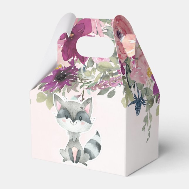 Ballotins Cute Raccoon Aquarelle Peony Baby shower (Verso)