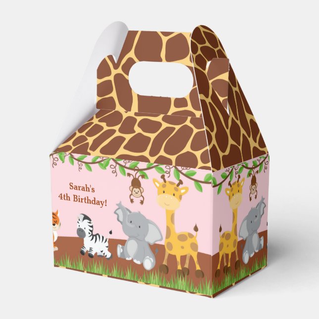 Ballotins Cute Safari Jungle Animal Girl Gable Ballotin (Verso)