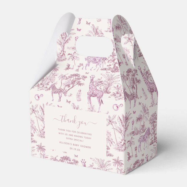 Ballotins Cute Safari Toile de Jouy | Baby shower rose préfé (Verso)