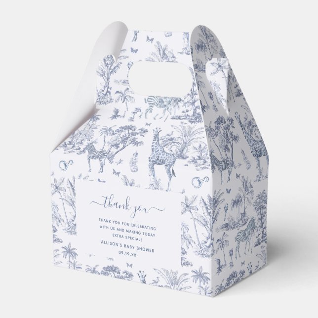 Ballotins Cute Safari Toile de Jouy | Blue Baby shower Favou (Verso)
