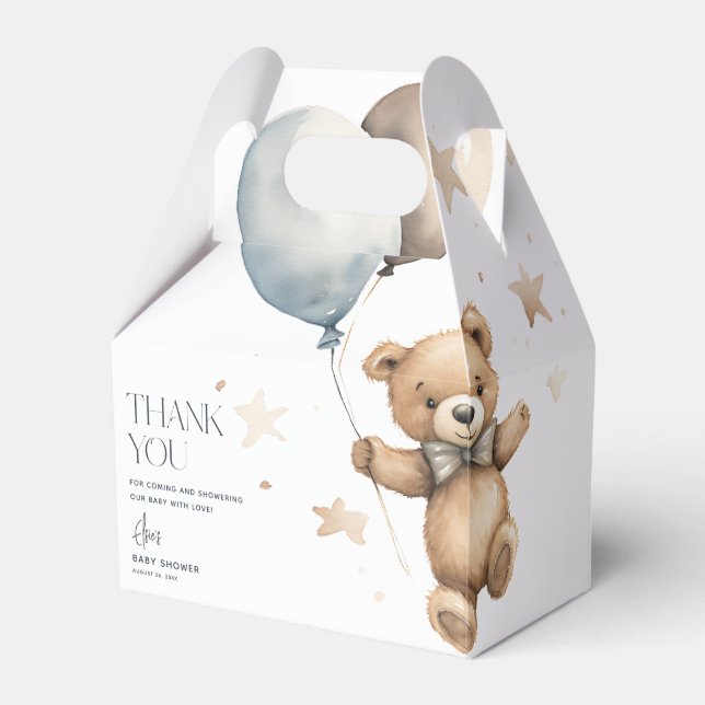 Ballotins Cute Teddy Bear Boy Baby shower Merci Favoriser (Verso)