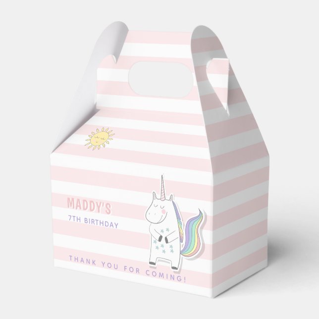 Ballotins Cute Unicorn - Anniversaire de enfant rayé rose pâ (Verso)