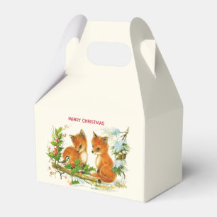 Ballotins Cute Vintage Foxes Retro Christmas Scene