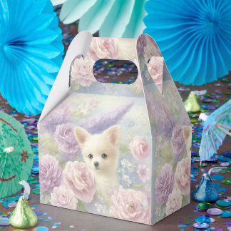 Ballotins cute white puppy with flowers