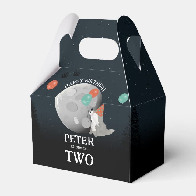 Ballotins Cute Wolf Pack Woodland Moon Howling Birthday (Verso)