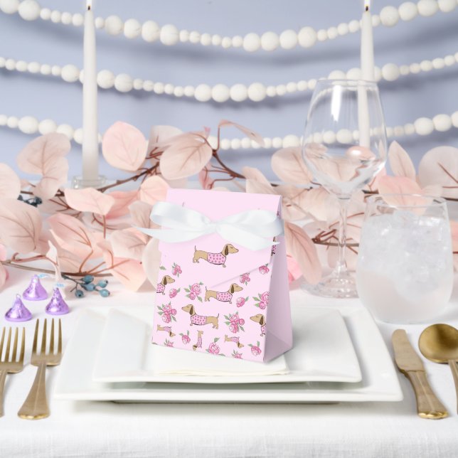 Ballotins Dachshund & Peonies Floral Mariage rose (Mariage)