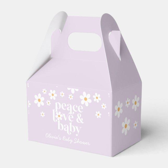 Ballotins Daisy Peace Love Baby Retro Baby shower Ballotin (Verso)
