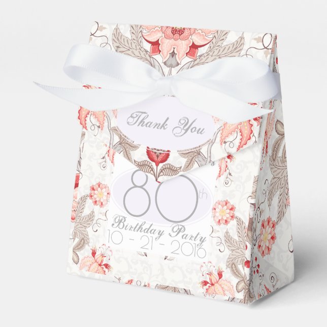 Ballotins Damask Floral 80e anniversaire Merci Ballotin (Verso)